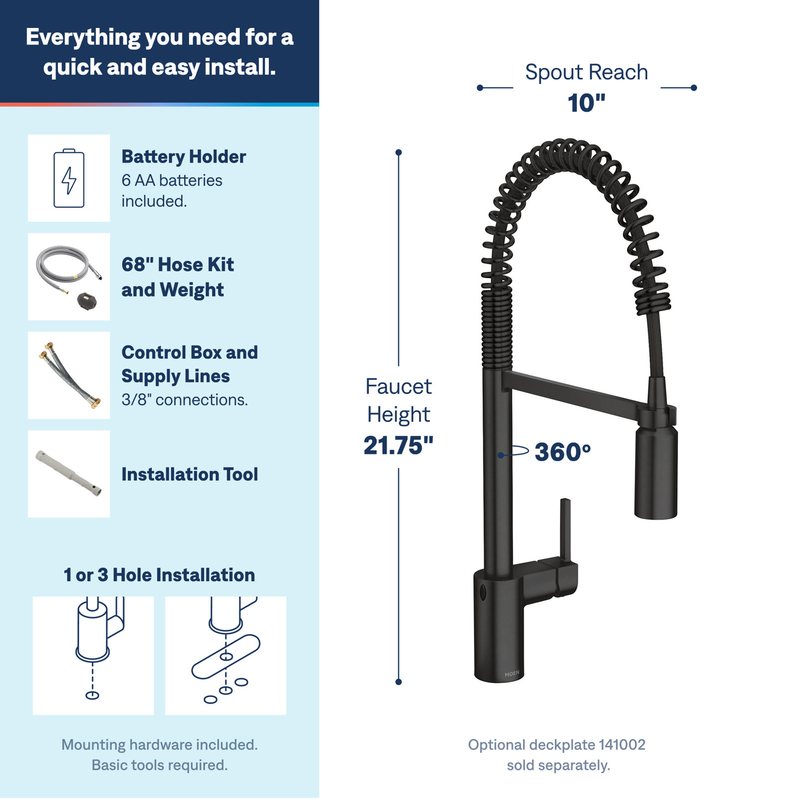 Moen Align MotionSense Spring Faucet, Matte Black