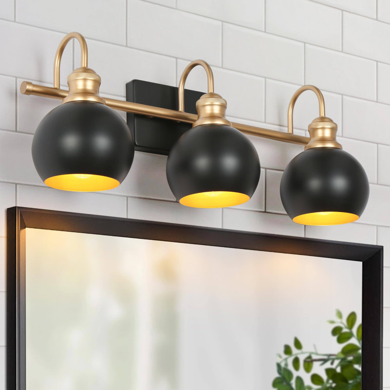 Modern Contemporary 3-Light Black Globe Bathroom Vanity Light Dimmable