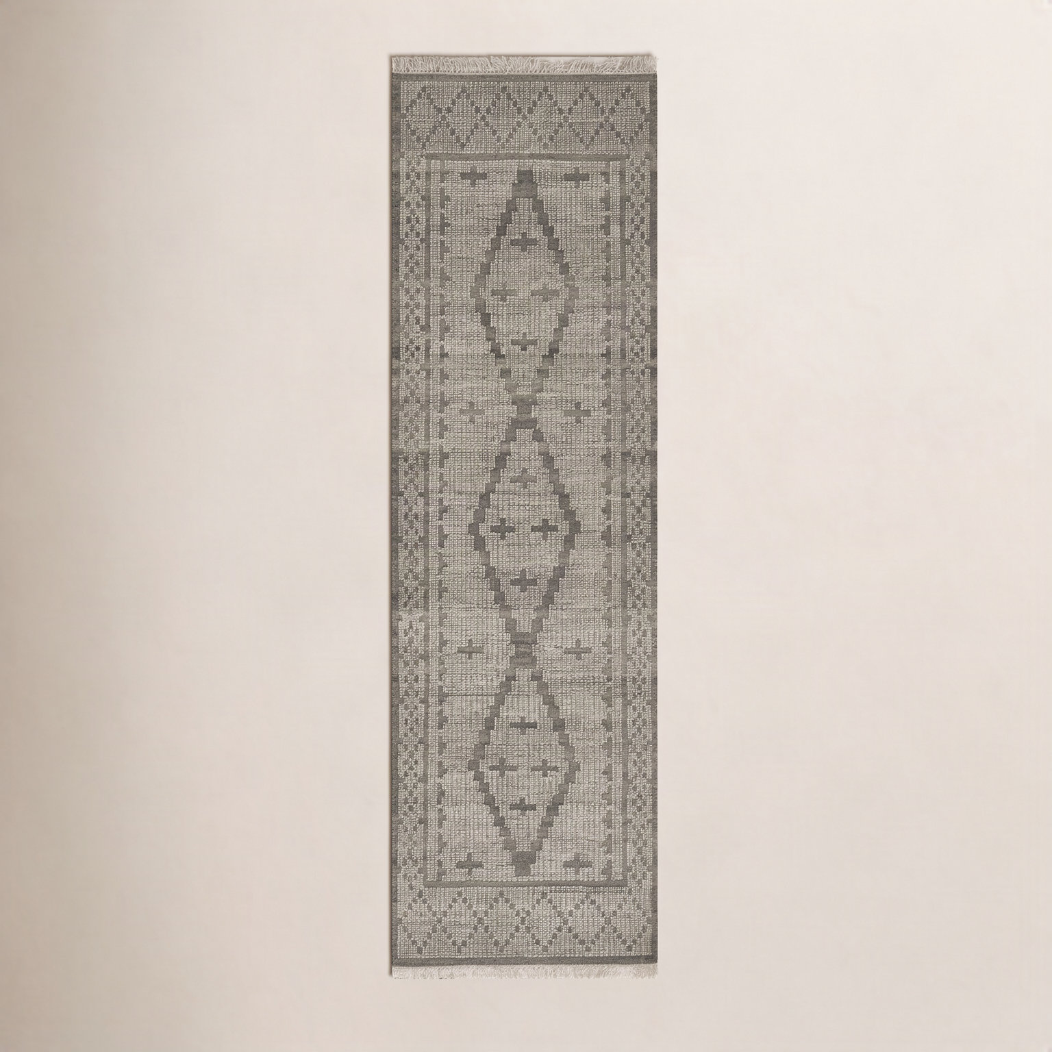 Messina Gray Brown Hand-Woven Wool Rug, Runner 2'3" x 8'