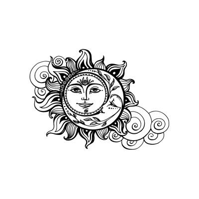 Décalcomanie murale soleil et lune