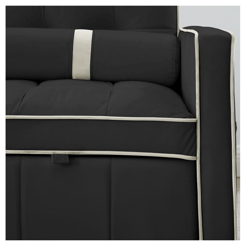  Canapé-lit moderne de 55,5 po, causeuse à 2 places avec poches latérales, dossier réglable et coussins lombaires pour appartement