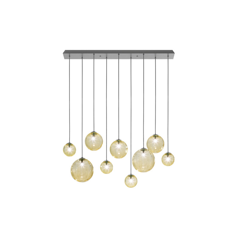 Puppet 9 - Light Chandelier, Matte Black, Amber Transparent