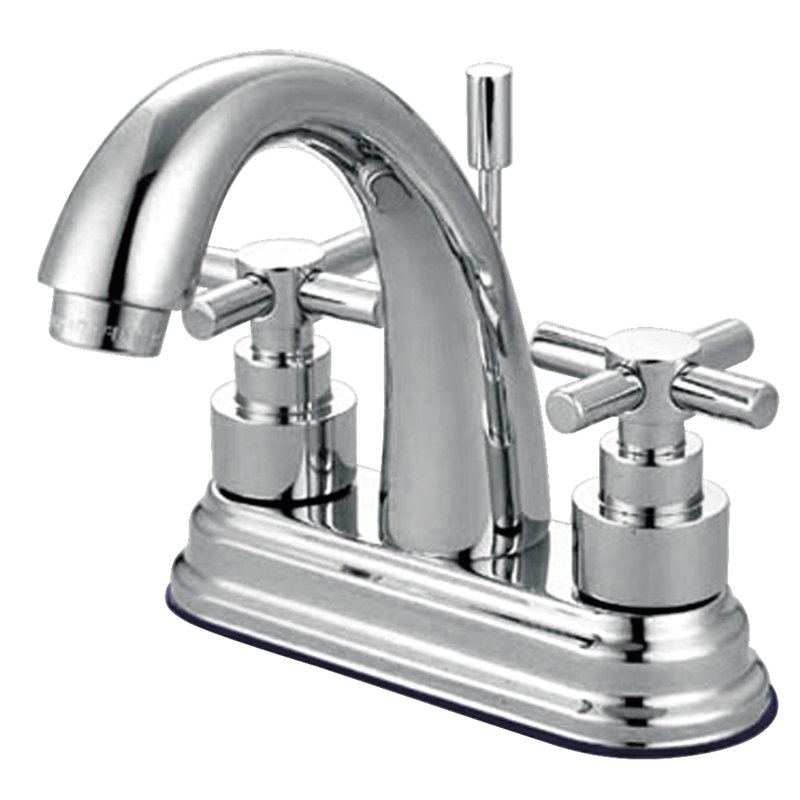 Tampa Centerset Bathroom Faucet with Drain Assembly, Cross, Brass
