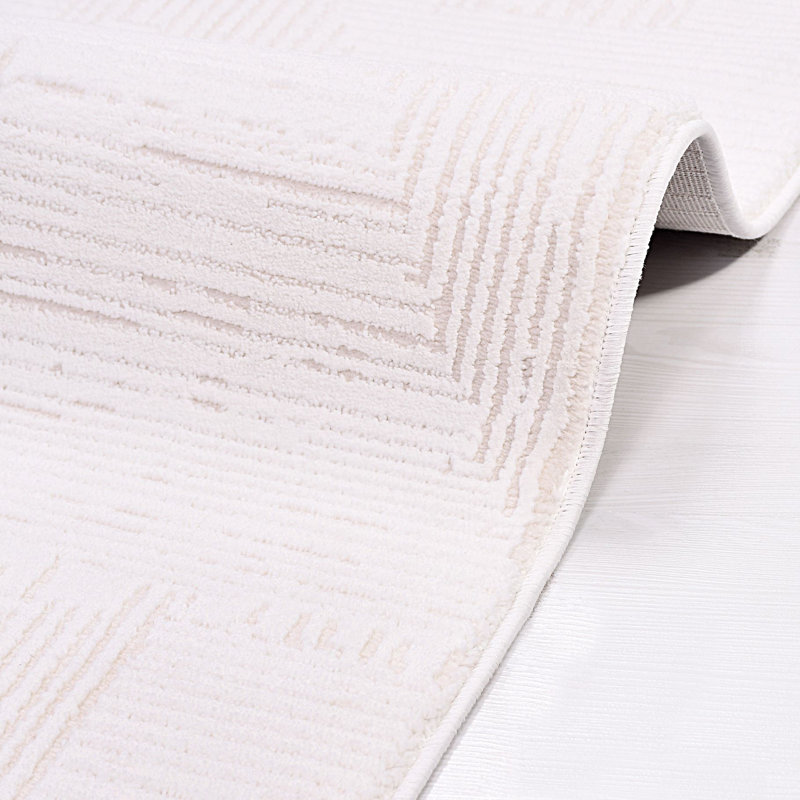 Modern Cream Machine Washable Non-Slip Area Rug, Rectangle 3'4" x 5'