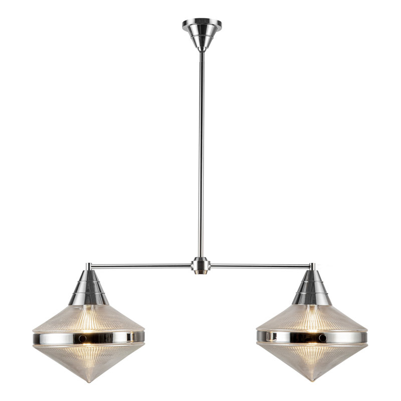 Luminaire suspendu linéaire à 2 lumières Willard, Nickel poli