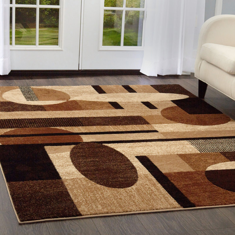 Tapis géométrique beige / brun / noir