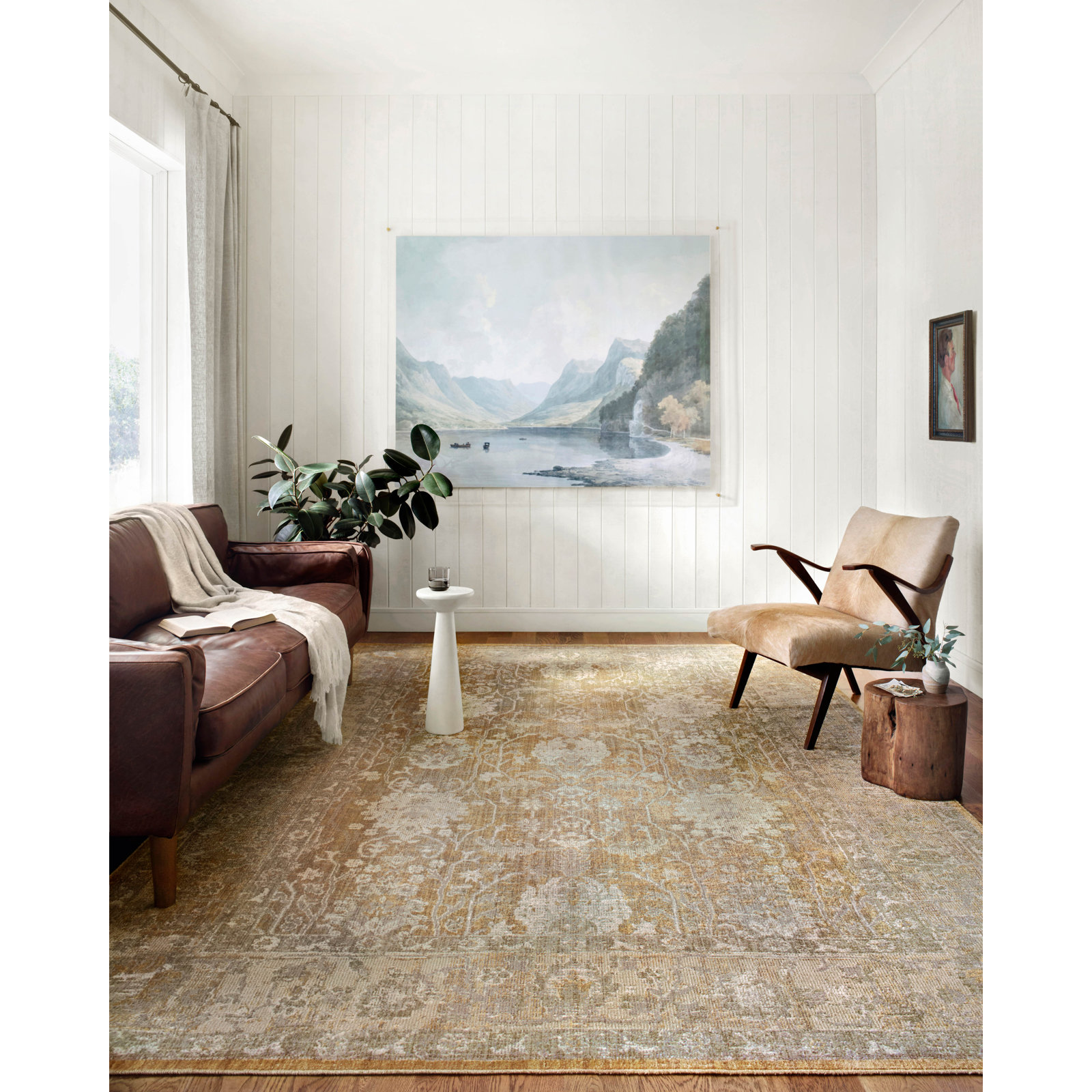 Chris Loves Julia x Loloi Rosemarie Gold Sand Rug, Rectangle 6'3" x 9'