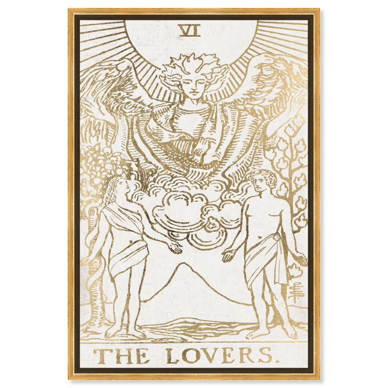 «The Lovers Tarot», reproduction d'art sur toile, Toile encadrée d'or, H 45 po x l 30 po x P 1,5 po