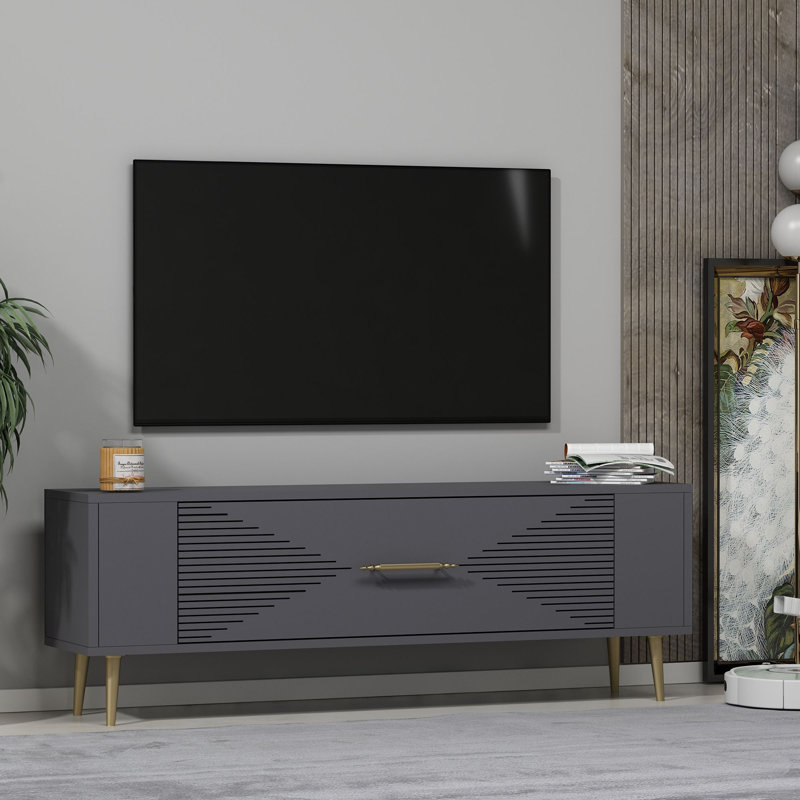 Olivia Unfinished TV Stand, 120cm, Grey/Gold
