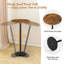 Table de bout ronde compacte en marbre avec support en métal, plateau en panneau de fibres à densité moyenne imperméable, utilisation polyvalente pour l'intérieur et l'extérieur, assemblage facile, brun et noir