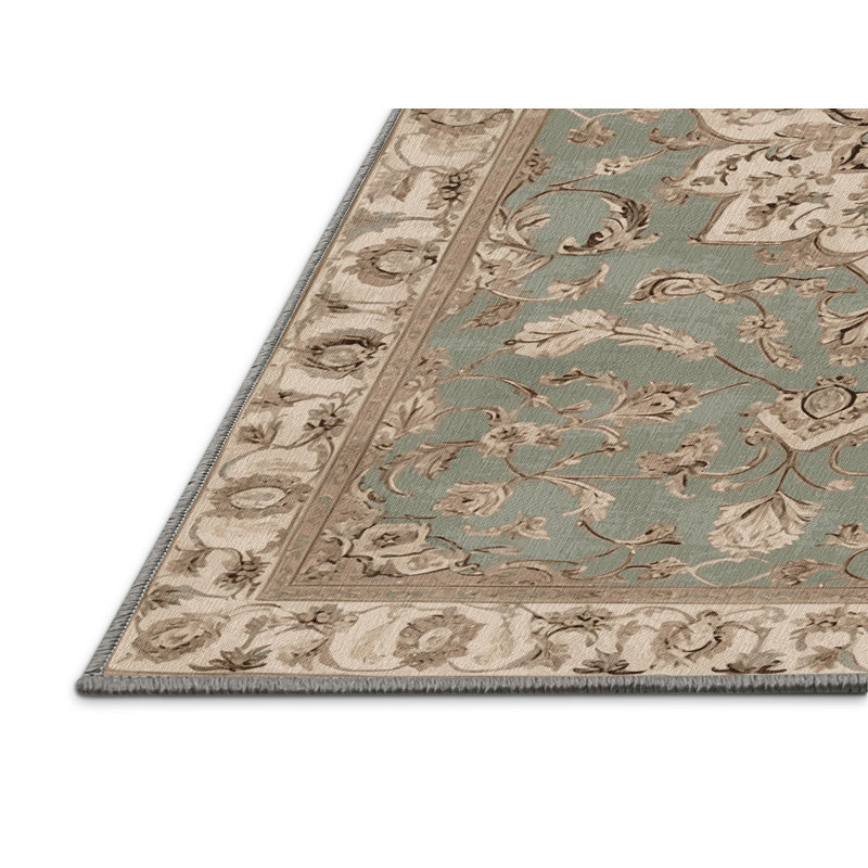 Tapis gris Tabriz lavable à la machine, Rectangulaire 3 pi x 5 pi