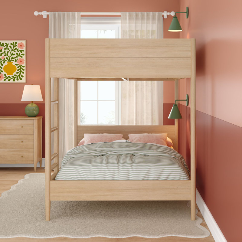 Kish Full Over Full Solid Wood Modern Bunk Bed, Blonde