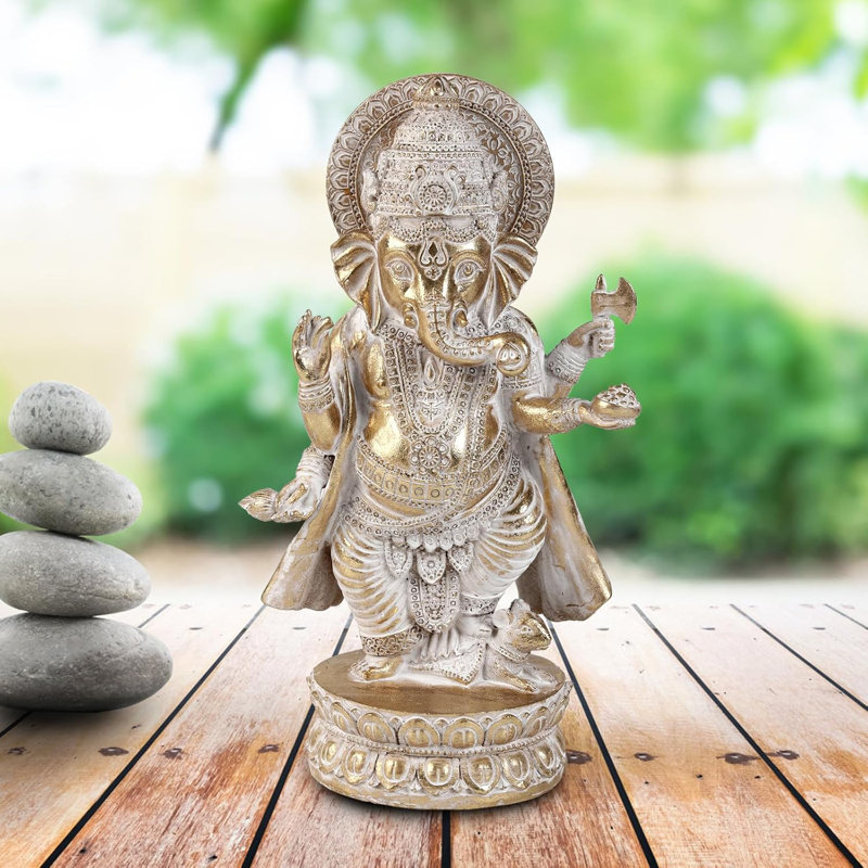 Statue dorée dorée faite à la main Ganesha