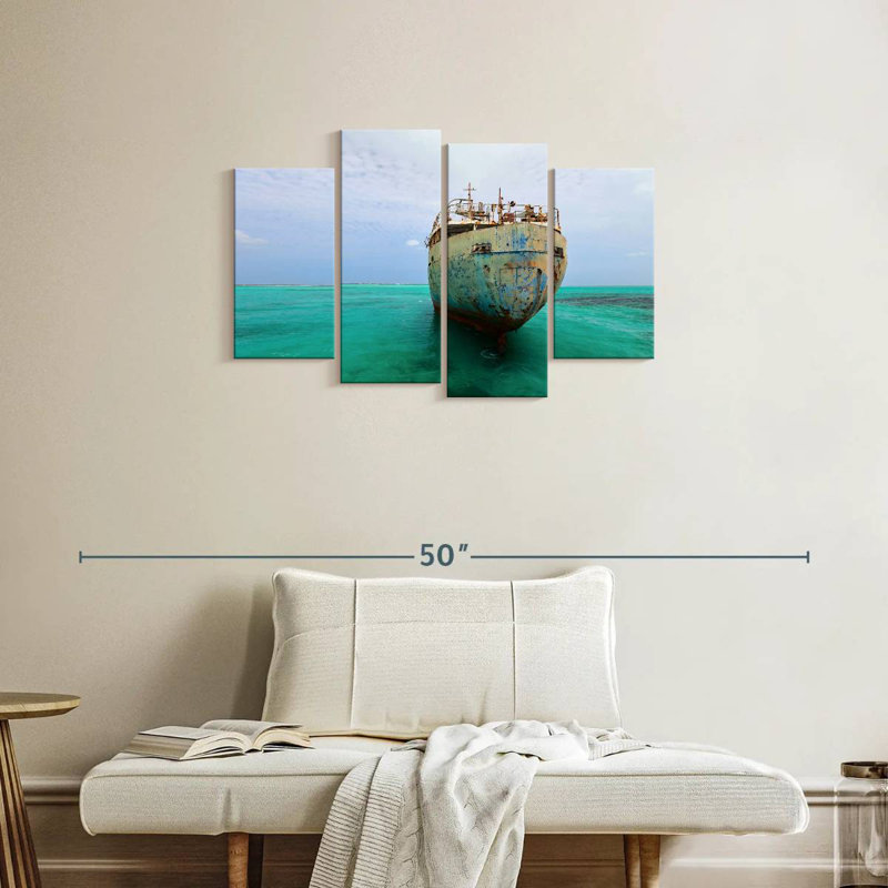 Mehar Old Ship In The Caribbean, 22" H x 36" W