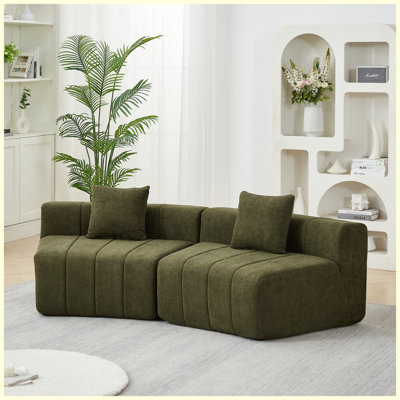 Canapé Canapé modulaire incurvé en chenille avec 2 coussins, canapé modulaire incurvé modulaire semi-circulaire pour la chambre à coucher, le salon, le bureau pour les loisirs ou la sieste, la salle de lecture et le hall d'entrée