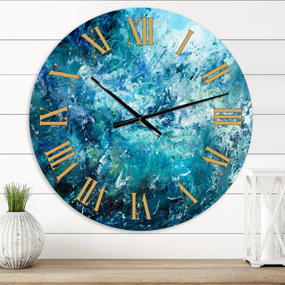 Wild Blue Ocean Waves V - Nautical & Coastal wall clock