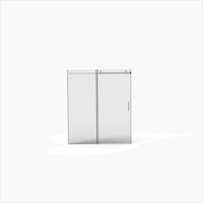 Porte de douche sans cadre de 56 à 60 po x H 70 po, porte de douche coulissante avec cabine de douche en verre trempé épais de 5/16 po (8 mm) de première qualité, couche facile à nettoyer à double face, fini nickel brossé avec tampon