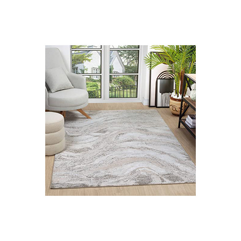 TAPIS DE GLOIREModerneRésuméAreaRugCreamGoldFaded, Rectangle 4 pi 11 po x 7 pi
