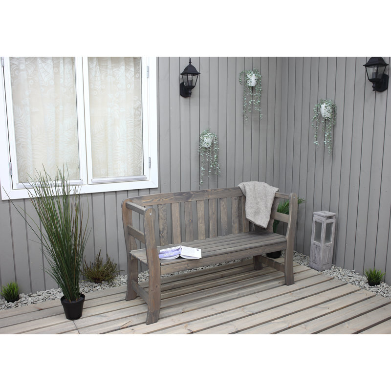Clapen Solid Wood Pine Outdoor Bench, Ashgrey