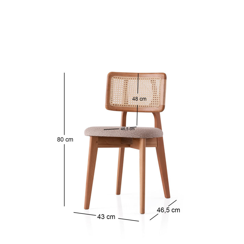 Chaise moderne scandinave, chêne massif et beige, 17,0 po x 31,5 po x 18,3 po | Structure 100% bois de hêtre et siège 100% contreplaqué | Conception ergonomique, capacité de 175 lb, ajout élégant au décor de la maison ou du bureau