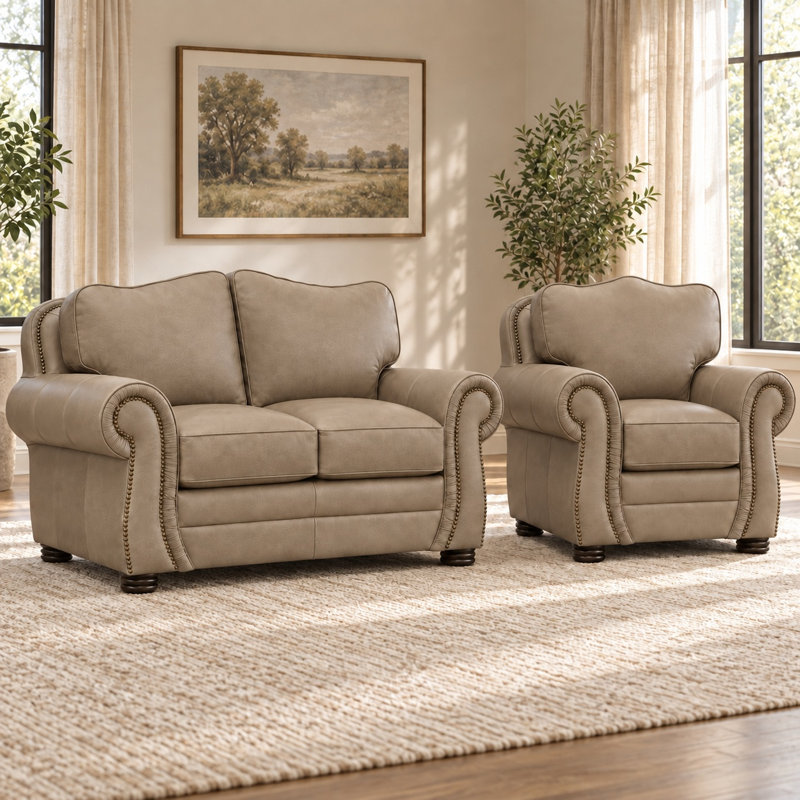 Santa Ana Heirloom Quality Loveseat in Buttery Soft 100% Top Grain Leather, Made to Order, Mars Tan