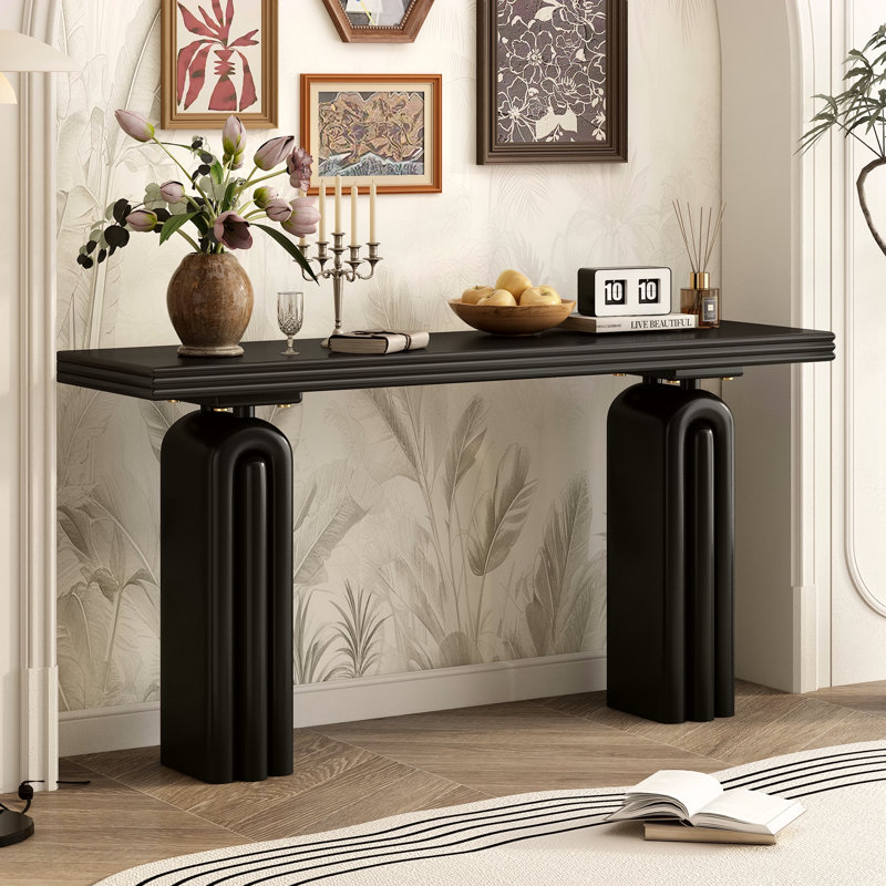 Console élégante et luxueuse en placage d'acacia, Noir