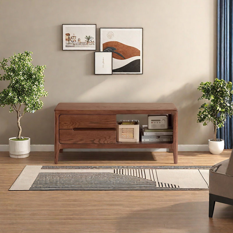 Table basse en chêne avec coins arrondis, H 17,71 po x L 39,37 po x l 19,68 po