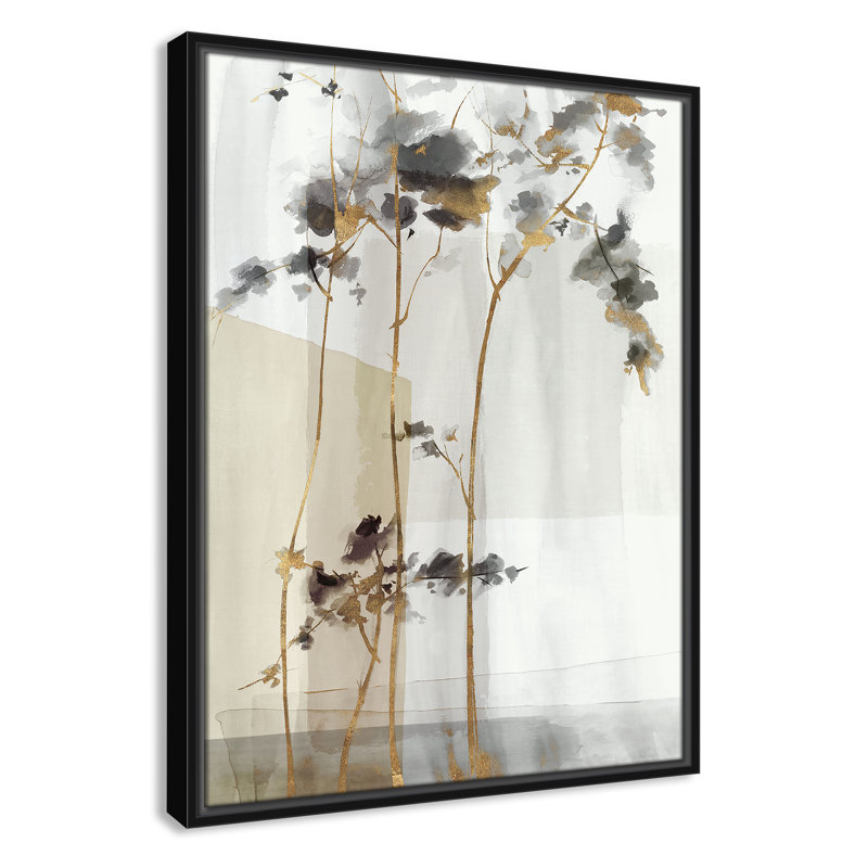 Golden Zen I Print par Eva Watts, L 19,5 po x H 25,5 po, Toile avec cadre, Cadre flottant noir