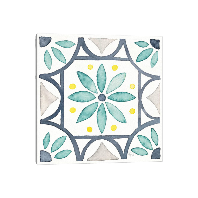 Garden Getaway Tile VIII White by Laura Marshall - Wrapped Canvas Painting, 45.72 cm H x 45.72 cm W