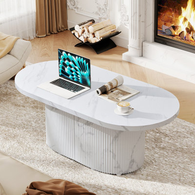 Marble Top Oval Single Coffee Table