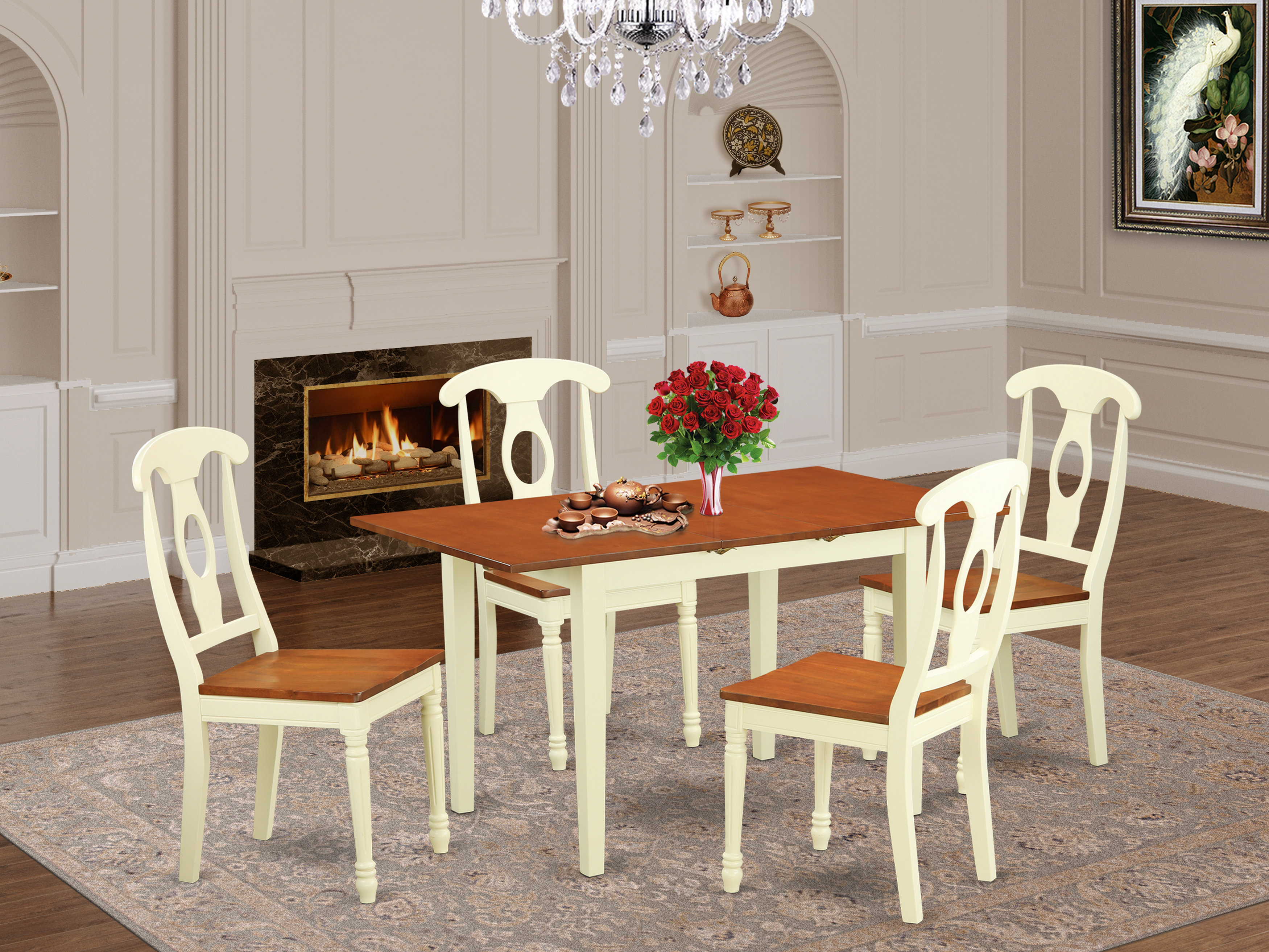 August Grove Gosson Butterfly Leaf Rubberwood Solid Wood Dining Set ...