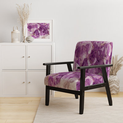 Madora - Purple Amethyst Macro - Upholstered Mid-Century Accent Arm Chair