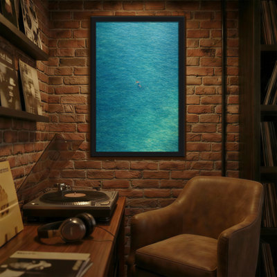 Abstract Aerial View Of Ocean With Swimmer