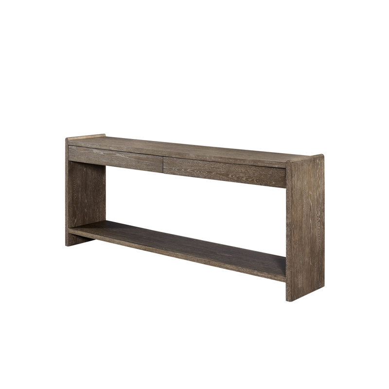 Table de 72 pouces de large avec 2 tiroirs dissimulés, bois massif brun +, fonction de fermeture en douceur, idéale pour ranger les clés et le courrier, finition grain de bois rustique bicolore, bois + matériau, mécanismes, minimaliste