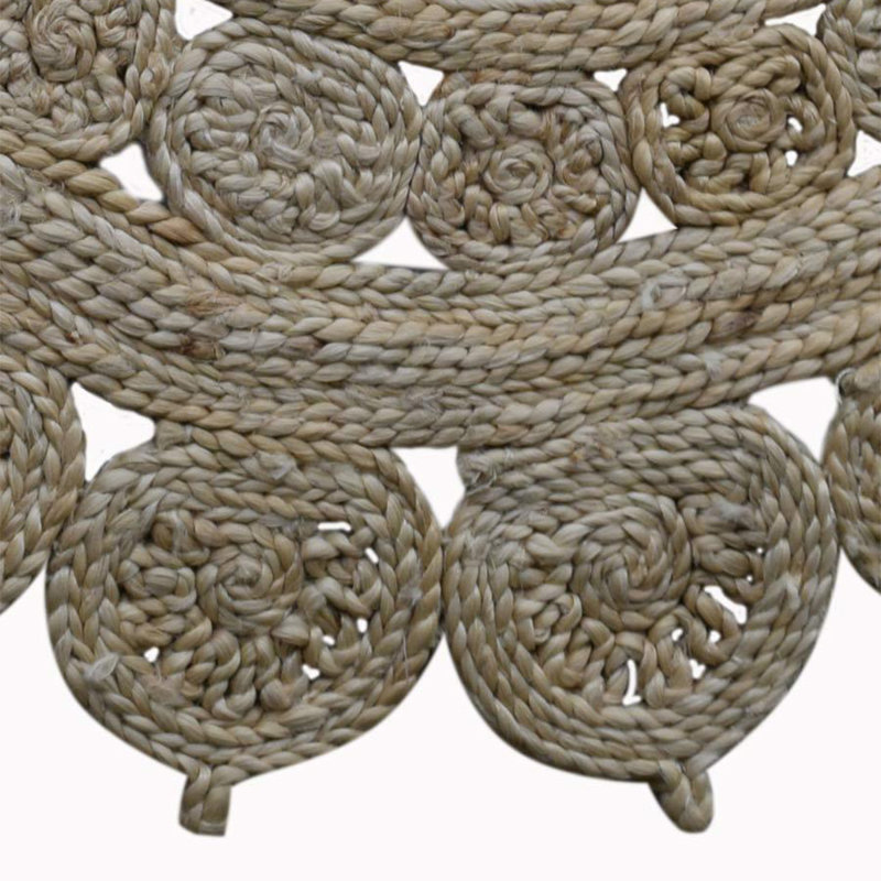 Tapis écologiques en jute tissé à la main Anamaria, Rond 5 pi, Cream