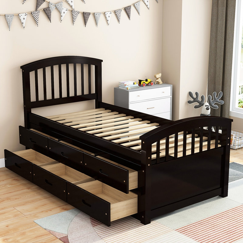 Platform Storage Bed With Drawers, Espresso
