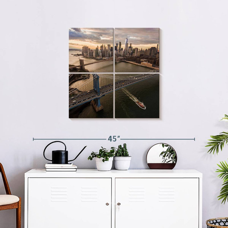 Sirci Manhattan et le pont de Brooklyn, H 26 po x l 26 po