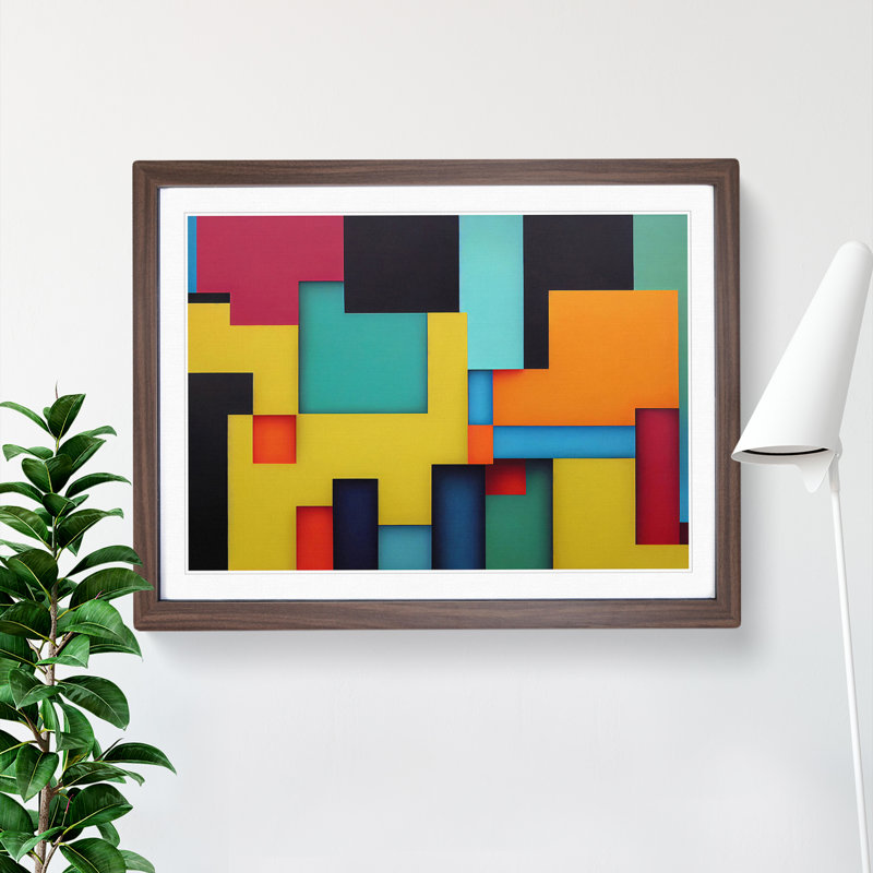 Abstract Block Colour Vol.2 - Framed Print, 25cm H x 34cm W x 2cm D, Walnut