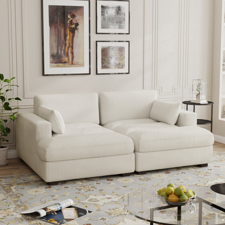 Michelyn 83.85'' Corduroy Sofa Chaise