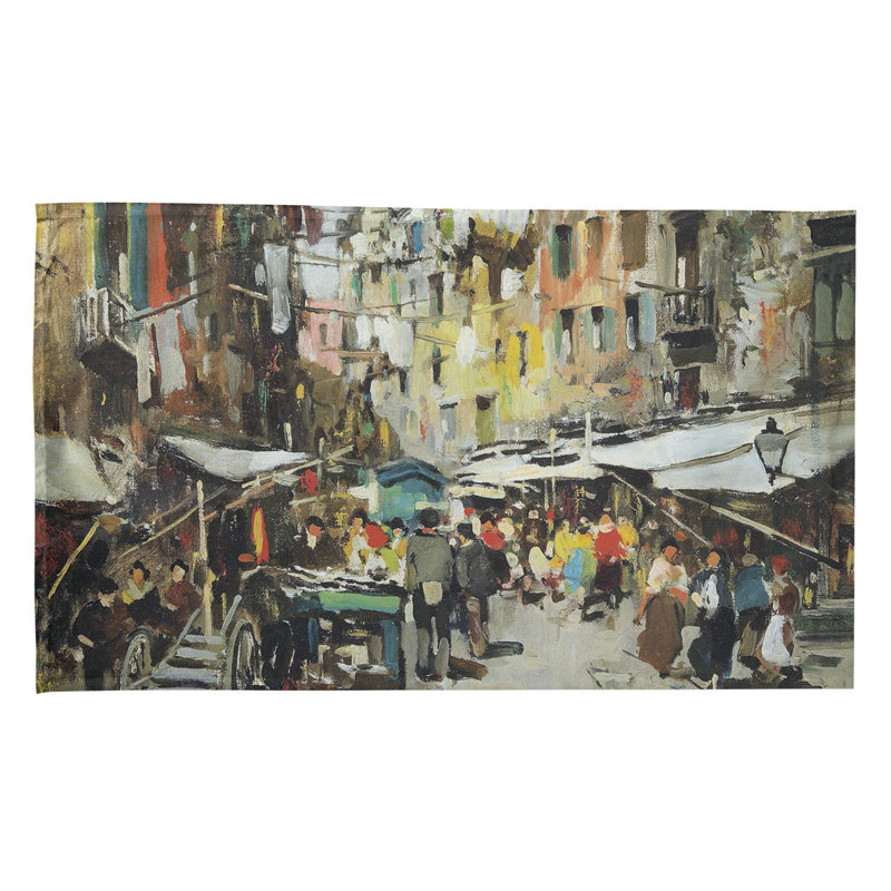 Serviette de thé naples market, Gris, Sergé de coton