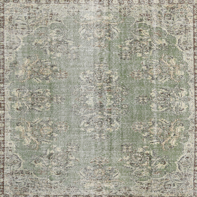 Tapis oriental en laine gris, Carré 6 pi