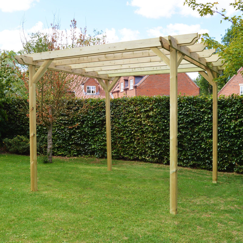 Randi Manufactured Wood Pergola, Light Green, 270cm H x 420cm W x 420cm D