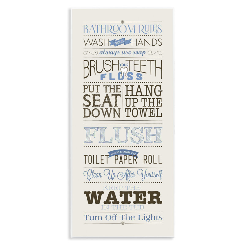 «Bathroom Rules» - Art textuel sur bois