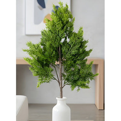  Artificial Pine Greenery Stem, Lifelike Faux Branch For Tall Vases, Holiday Arrangements, Garlands, Wreaths & Year-Round Home Décor, 10" Wide & 37" Long, Pack Of 1