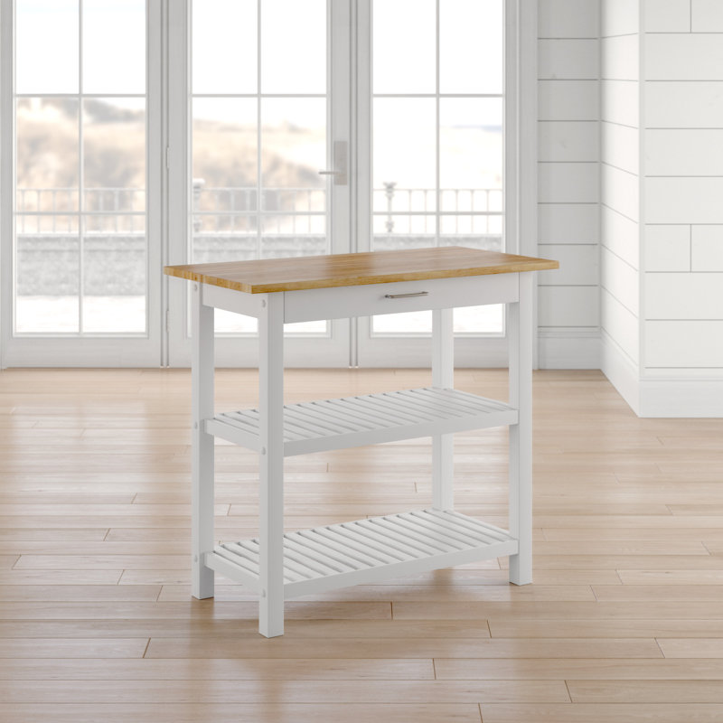 Herriott 40" Solid Wood Prep Table, White/Natural