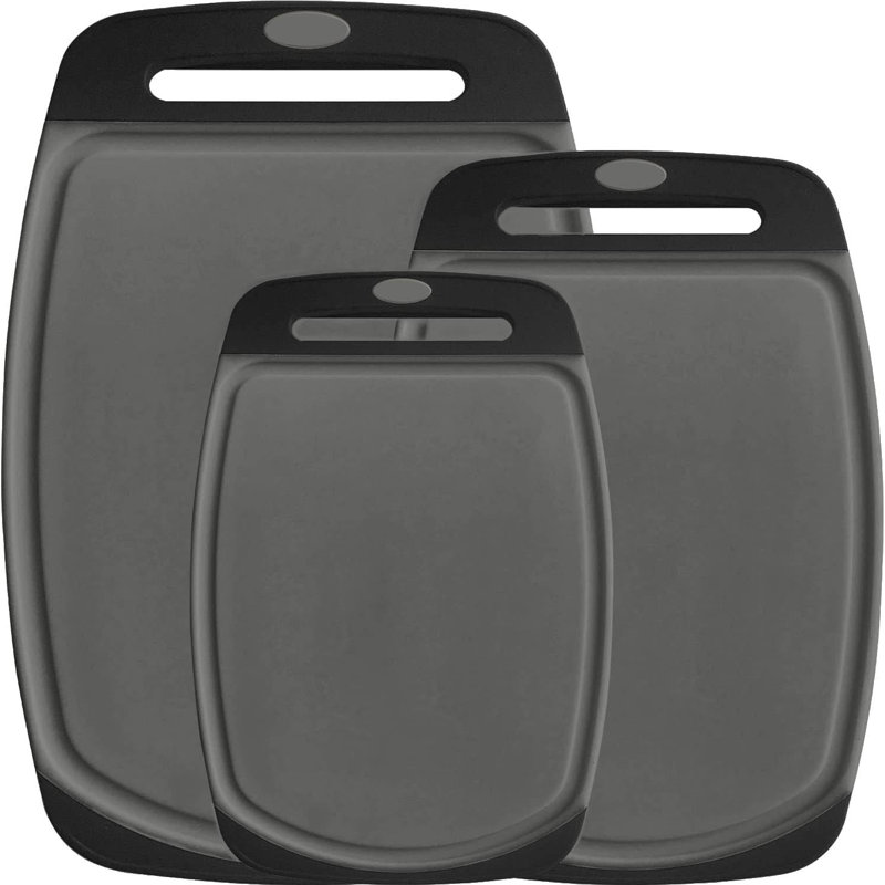Gray and Black BPA-Free Reversible Cutting Board Set of 3
