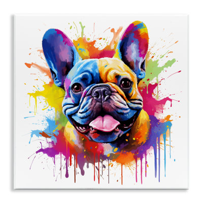 «French Bulldog Modern Splash» par Marybeth Cunningham - reproduction d'art sur bois sans cadre