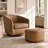 Bennett Genuine Leather Swivel Barrel Chair With Ottoman-121504153