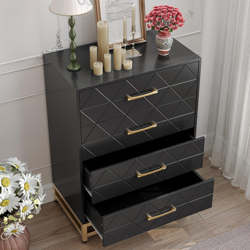 4 - Drawer Chest of Drawers, Black