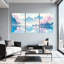 Paysage et nature, Cherry Blossom, lac, montagne, reflet, ciel, pagode, cascade, nuages, ensemble de 3 impressions sur toile-1214161206